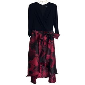 R&M Richards Floral Hi Low Dress Size 14 Formal V Neck